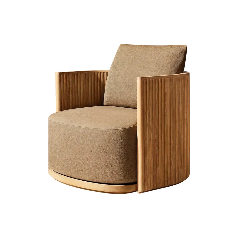SOLARA Teak Wood Lounge Chair with Quick-Dry Cushion for Patio Garden Balcony Indoor Outdoor Relaxing Space - Natural Brown