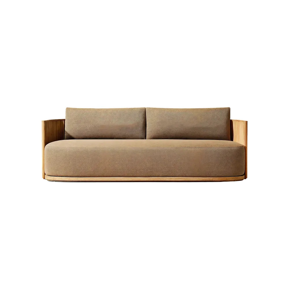 SOLARA Teak Wood 2-Seater Outdoor Sofa with Quick-Dry Cushion for Patio Garden Balcony Relaxing Space - Natural Brown