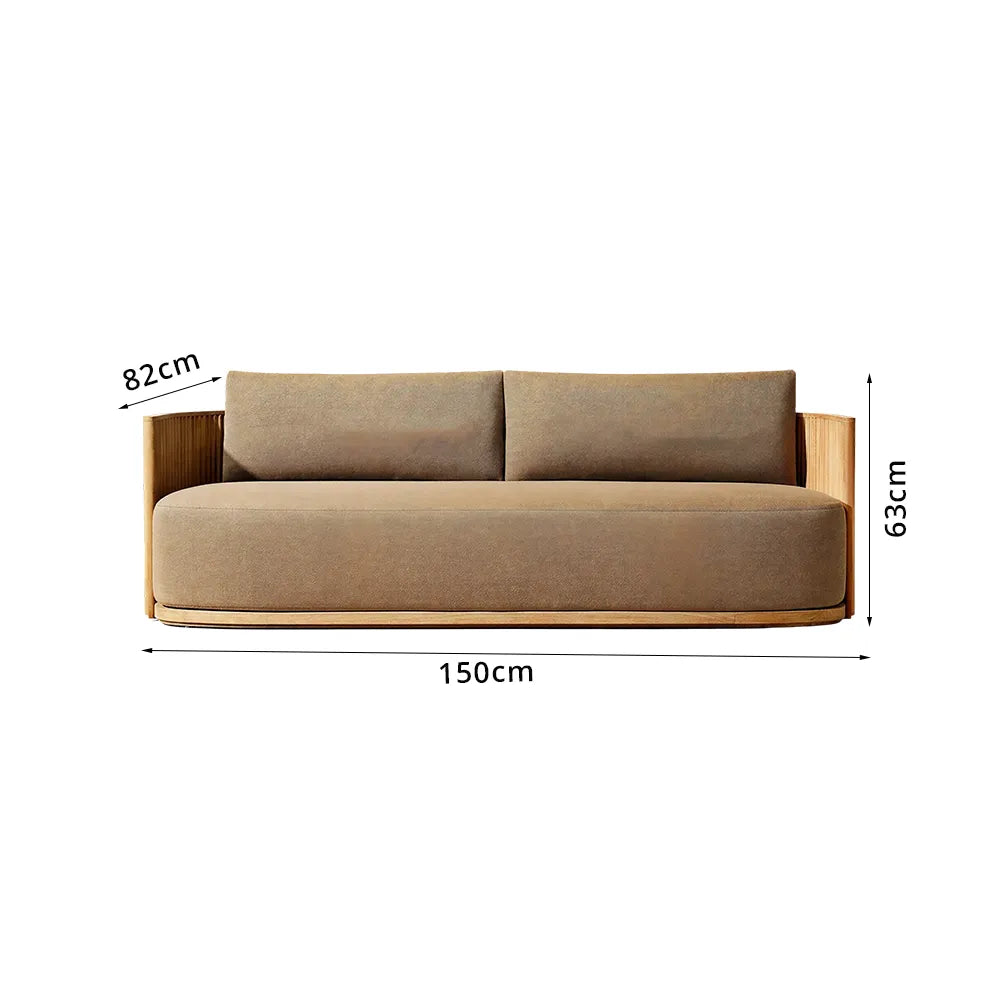 SOLARA Teak Wood 2-Seater Outdoor Sofa with Quick-Dry Cushion for Patio Garden Balcony Relaxing Space - Natural Brown