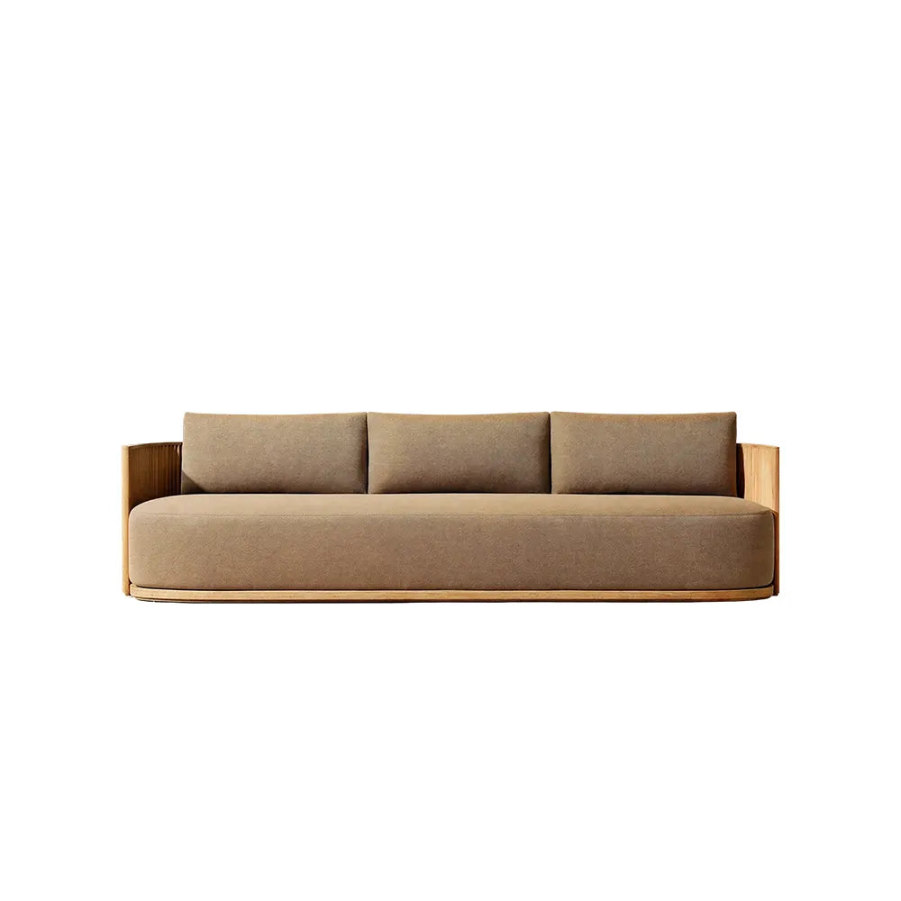 SOLARA Teak Wood 3-Seater Outdoor Sofa with Quick-Dry Cushion for Patio Garden Balcony Relaxing Space - Natural Brown