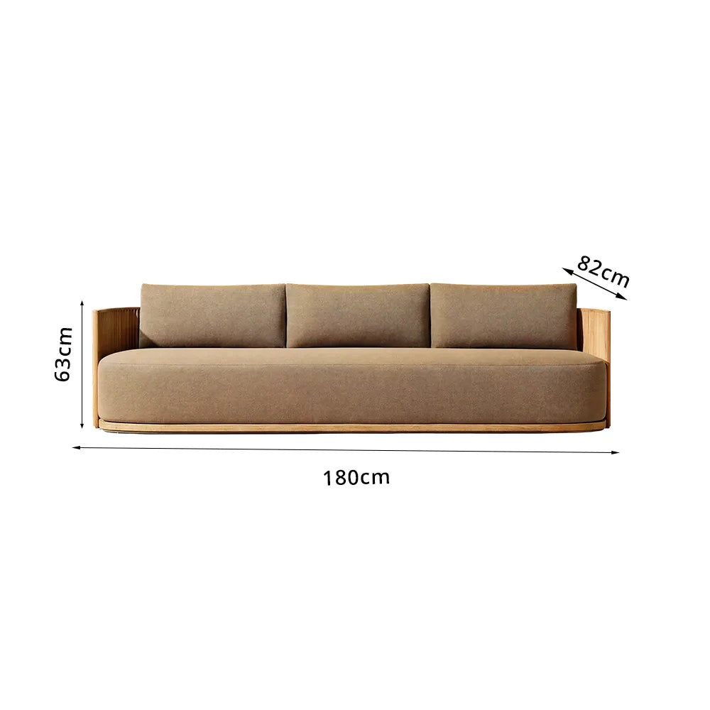 SOLARA Teak Wood 3-Seater Outdoor Sofa with Quick-Dry Cushion for Patio Garden Balcony Relaxing Space - Natural Brown