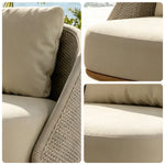 SOLARA Outdoor Lounge Chair with Premium Fabric Cushion and Teak Wood Frame for Patio Garden Balcony Relaxing Space - Beige