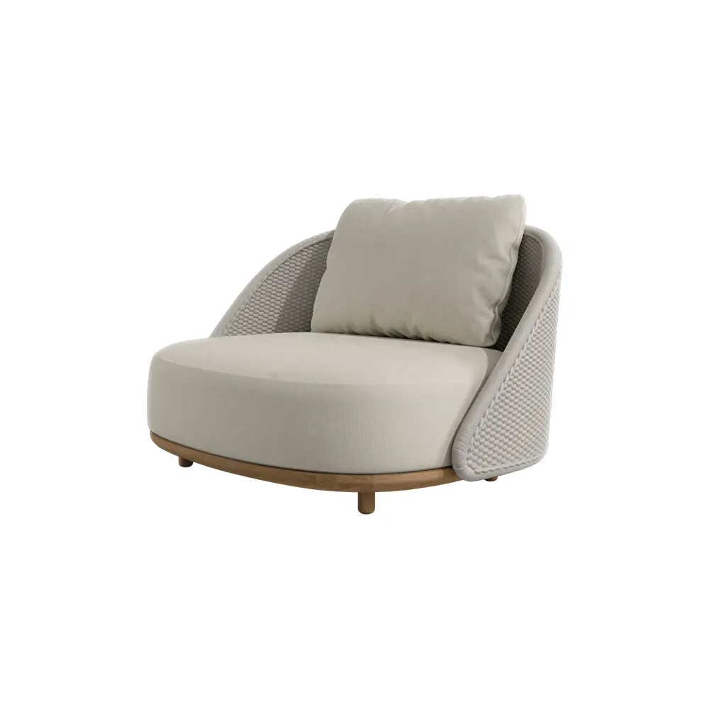 SOLARA Outdoor Lounge Chair with Premium Fabric Cushion and Teak Wood Frame for Patio Garden Balcony Relaxing Space - Beige