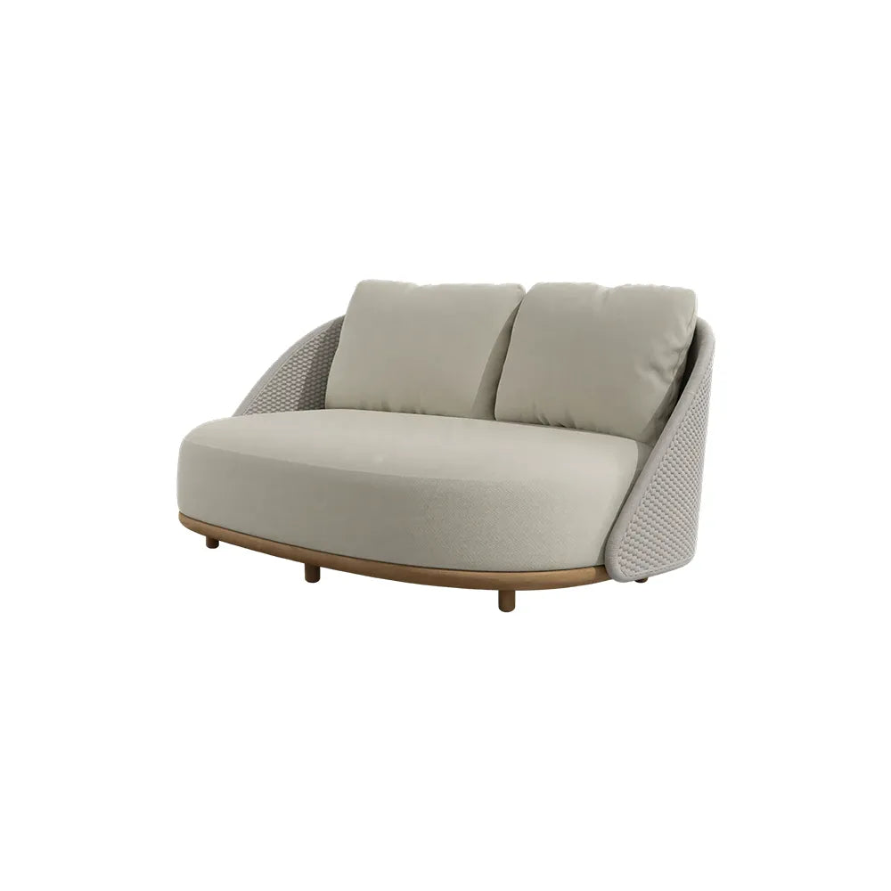 SOLARA Outdoor 2-Seater Lounge Sofa with Premium Fabric Cushion and Teak Wood Frame for Patio Garden Balcony - Beige