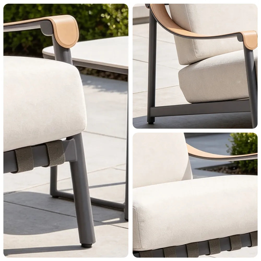 SOLARA Outdoor Lounge Chair with Waterproof Fabric Cushion and High-Density Foam for Patio Garden Balcony Relaxing Space - Beige