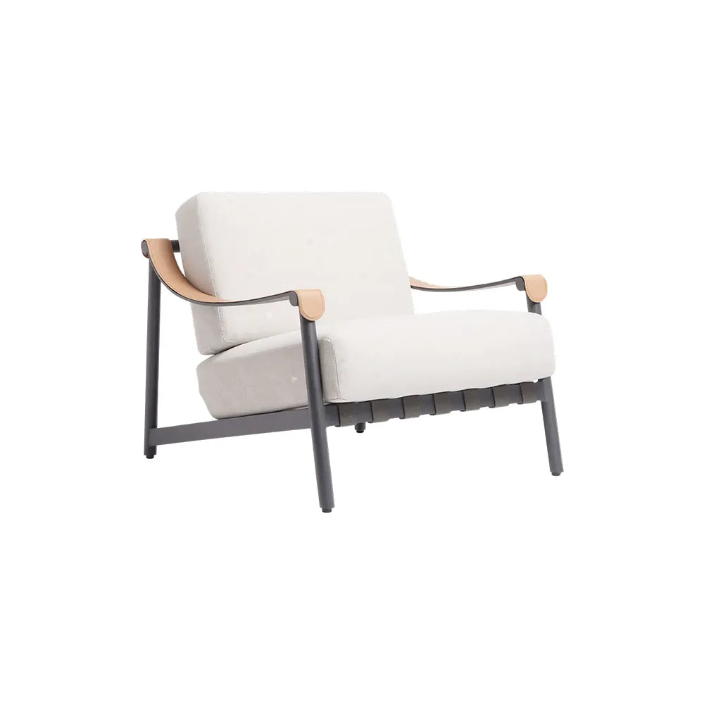 SOLARA Outdoor Lounge Chair with Waterproof Fabric Cushion and High-Density Foam for Patio Garden Balcony Relaxing Space - Beige
