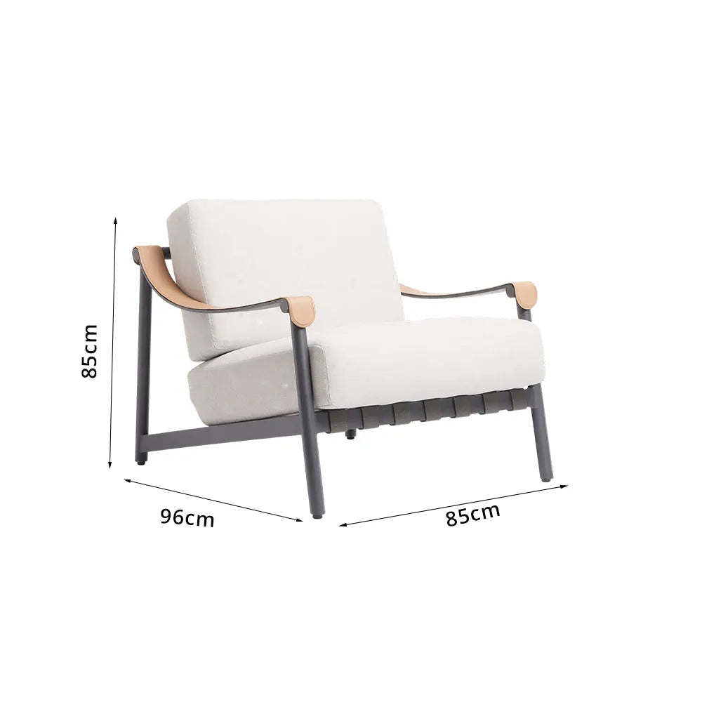 SOLARA Outdoor Lounge Chair with Waterproof Fabric Cushion and High-Density Foam for Patio Garden Balcony Relaxing Space - Beige