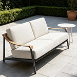 SOLARA Outdoor 2-Seater Lounge Sofa with Waterproof Fabric Cushion and High-Density Foam for Patio Garden Balcony - Beige