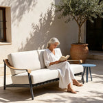 SOLARA Outdoor 2-Seater Lounge Sofa with Waterproof Fabric Cushion and High-Density Foam for Patio Garden Balcony - Beige