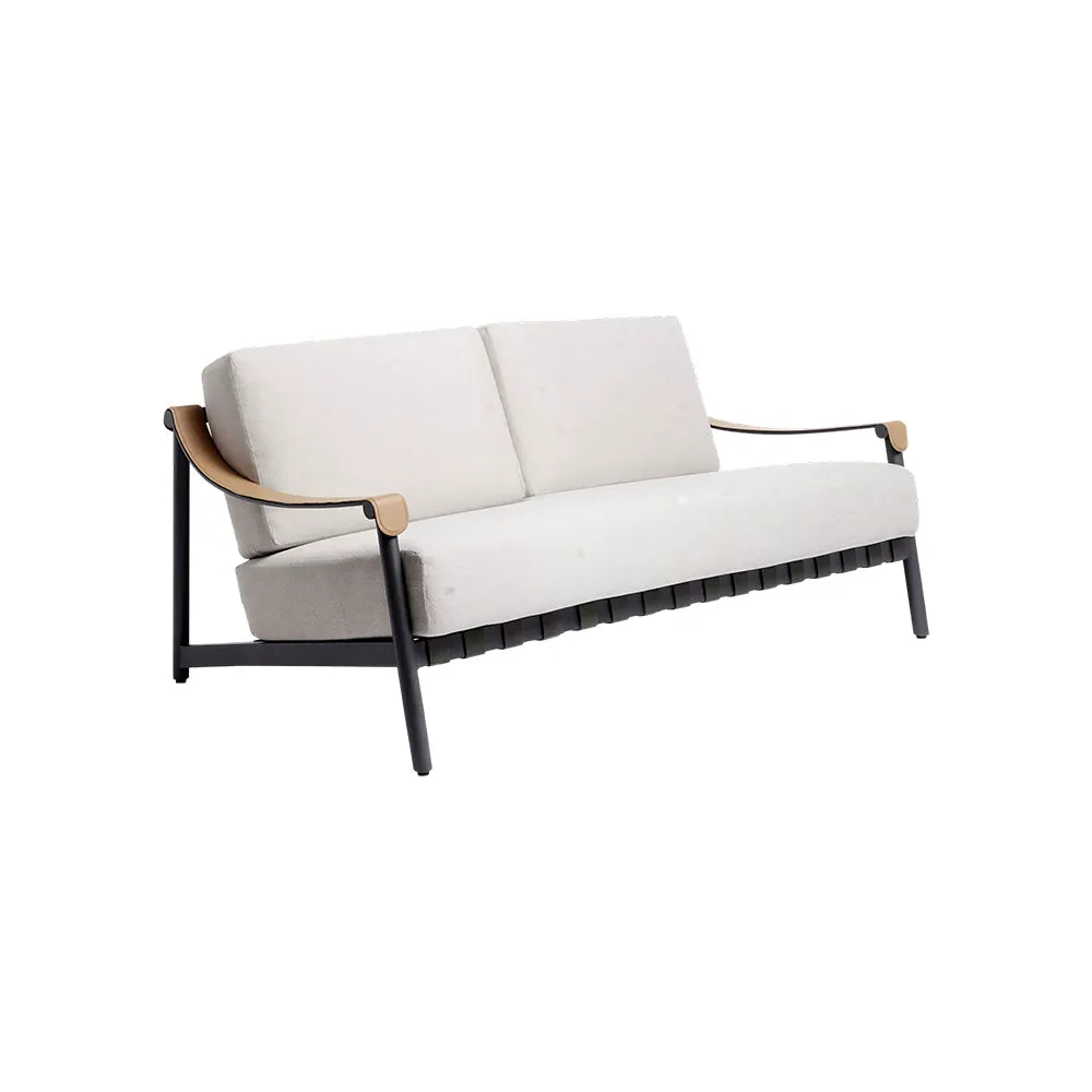 SOLARA Outdoor 2-Seater Lounge Sofa with Waterproof Fabric Cushion and High-Density Foam for Patio Garden Balcony - Beige