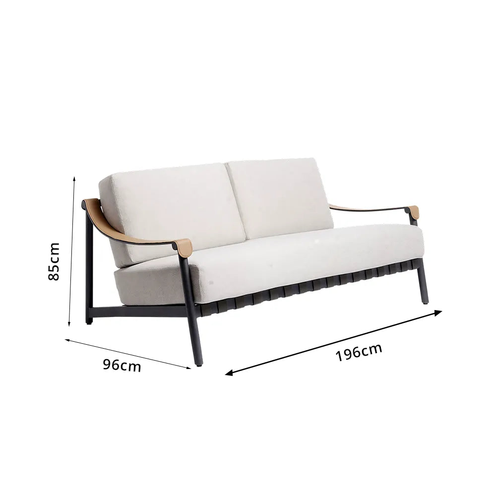 SOLARA Outdoor 2-Seater Lounge Sofa with Waterproof Fabric Cushion and High-Density Foam for Patio Garden Balcony - Beige