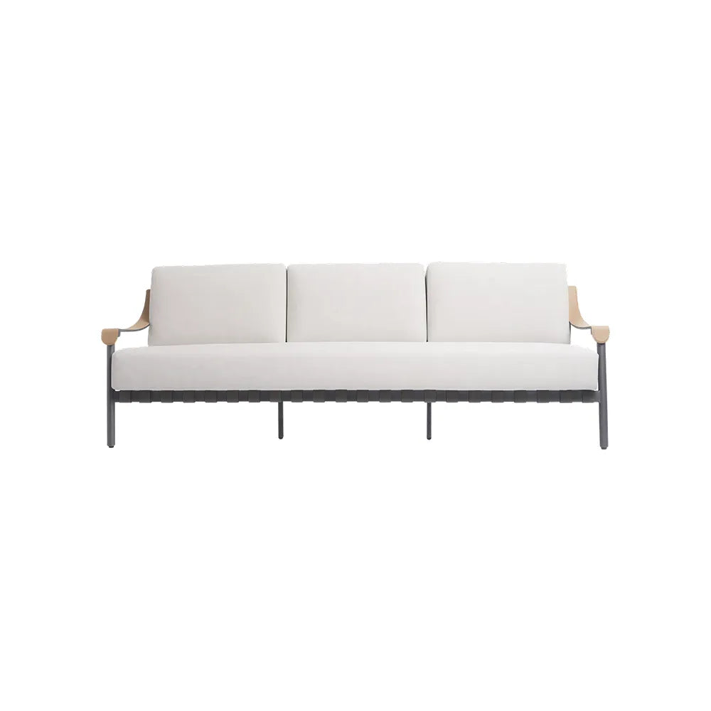 SOLARA Outdoor 3-Seater Lounge Sofa with Waterproof Fabric Cushion and High-Density Foam for Patio Garden Balcony - Beige