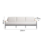 SOLARA Outdoor 3-Seater Lounge Sofa with Waterproof Fabric Cushion and High-Density Foam for Patio Garden Balcony - Beige