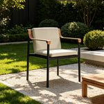 SOLARA Outdoor Armchair with Waterproof Fabric Cushion and High-Density Foam for Patio Garden Balcony Relaxing Space - Beige