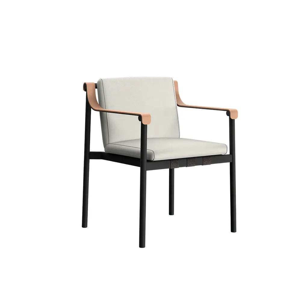 SOLARA Outdoor Armchair with Waterproof Fabric Cushion and High-Density Foam for Patio Garden Balcony Relaxing Space - Beige