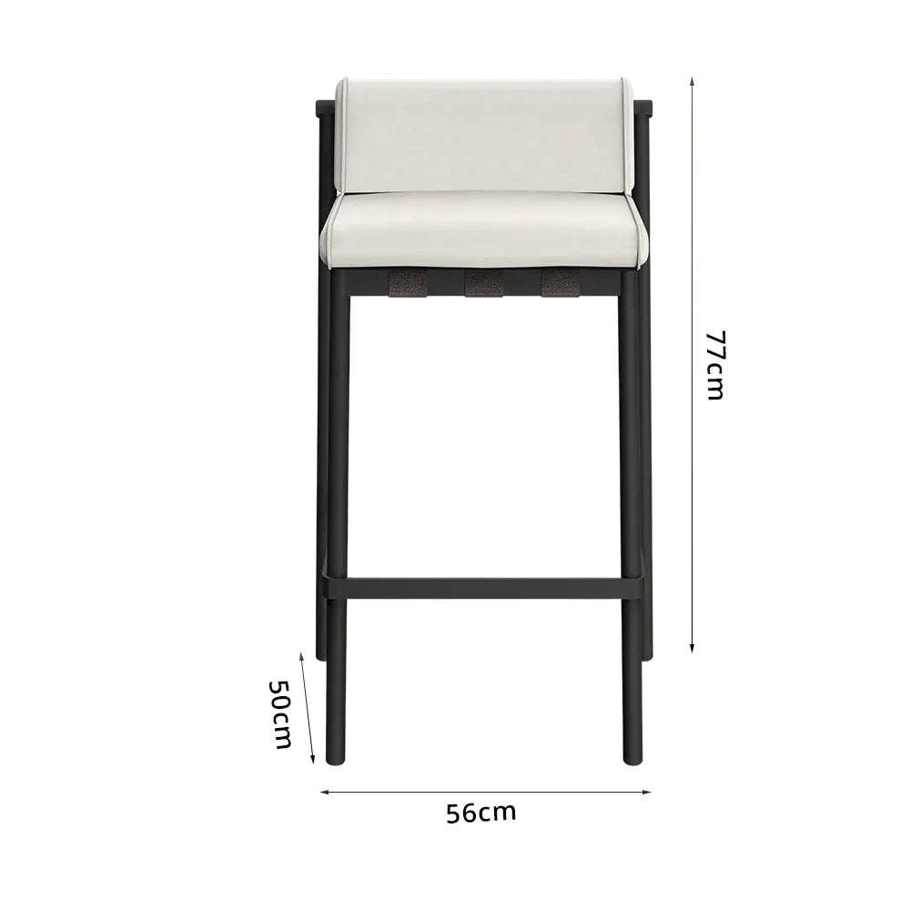 SOLARA Outdoor Bar Stool with Waterproof Fabric Cushion and High-Density Foam Aluminium Frame for Patio Balcony Bar Area - Beige