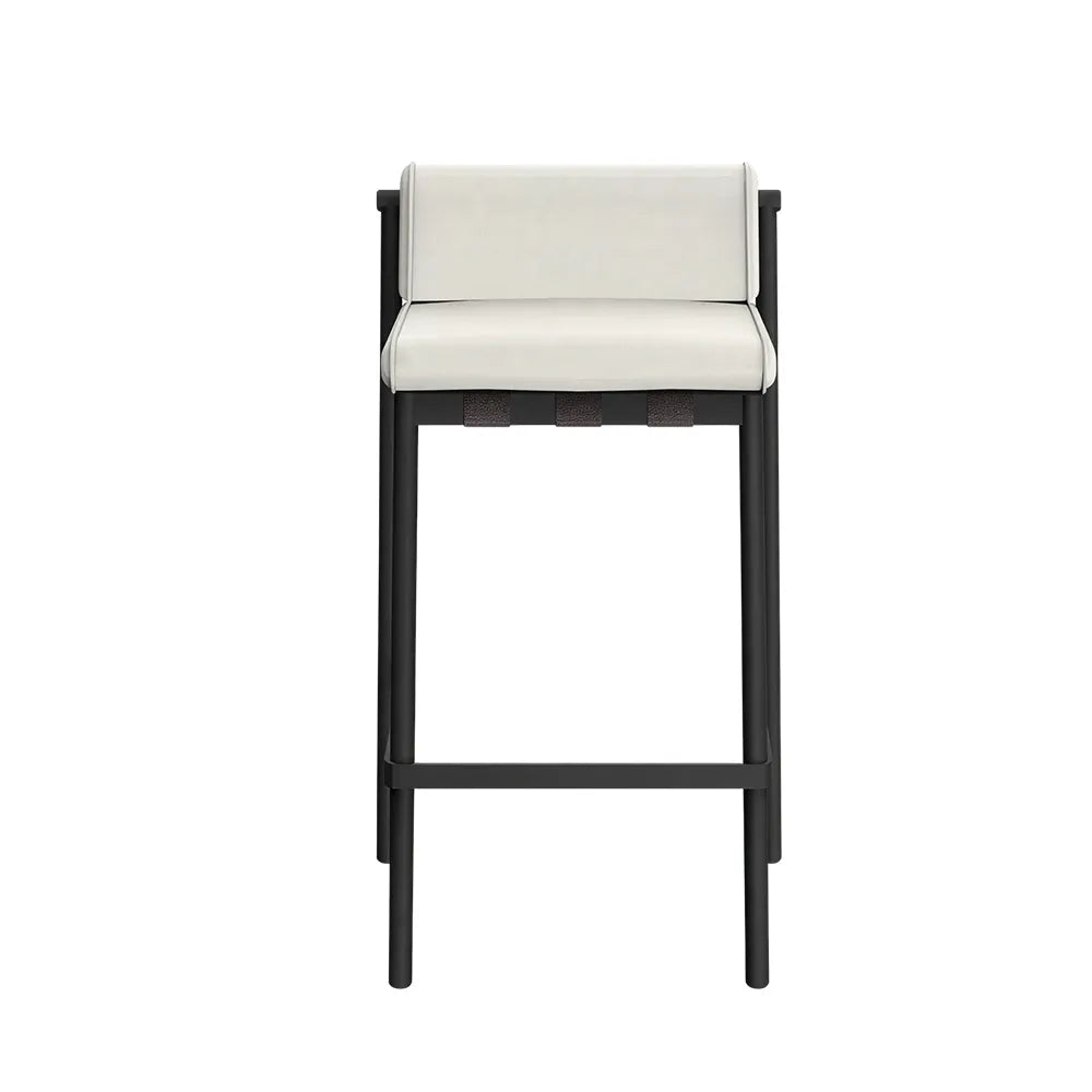 SOLARA Outdoor Bar Stool with Waterproof Fabric Cushion and High-Density Foam Aluminium Frame for Patio Balcony Bar Area - Beige
