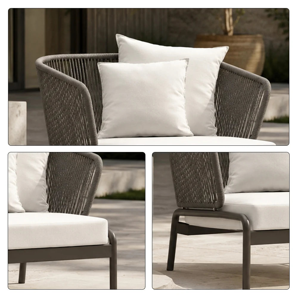 SOLARA Outdoor Wicker Lounge Chair with Cushioned Seat for Patio Garden Balcony Hotel Relaxing Space - Grey
