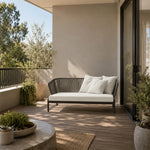 SOLARA Outdoor 2-Seater Wicker Sofa with Cushioned Seat for Patio Garden Balcony Relaxing Space - Grey
