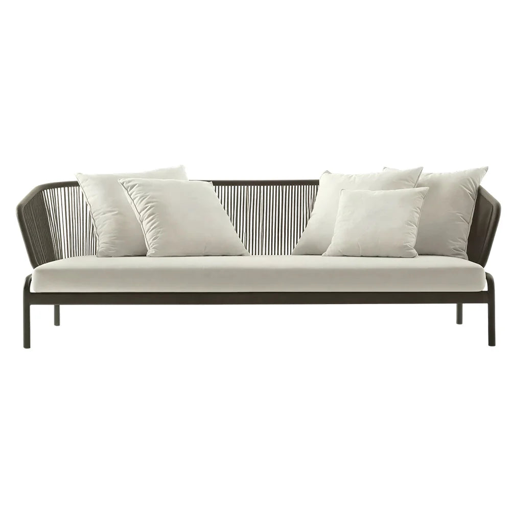 SOLARA Outdoor 3-Seater Wicker Sofa with Cushioned Seat for Patio Garden Balcony Relaxing Space - Grey