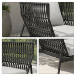 SOLARA Outdoor Wicker Lounge Chair with Cushioned Seat and Aluminium Frame for Patio Garden Balcony Relaxing Space - Black