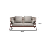 SOLARA Outdoor 2-Seater Wicker Sofa with Cushioned Seat and Back Pillows for Patio Garden Balcony Relaxing Space - Grey