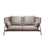 SOLARA Outdoor 2-Seater Wicker Sofa with Cushioned Seat and Back Pillows for Patio Garden Balcony Relaxing Space - Grey