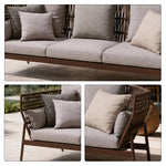 SOLARA Outdoor 3-Seater Wicker Sofa with Cushioned Seat for Patio Garden Balcony Relaxing Space - Grey