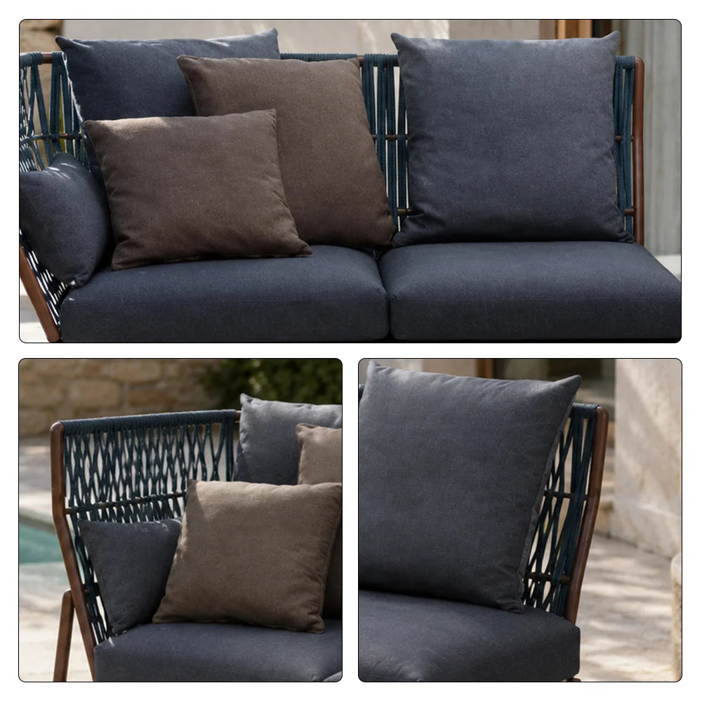 SOLARA Outdoor Left Corner Wicker Sofa with Cushioned Seats for Patio Garden Balcony Relaxing Space - Grey