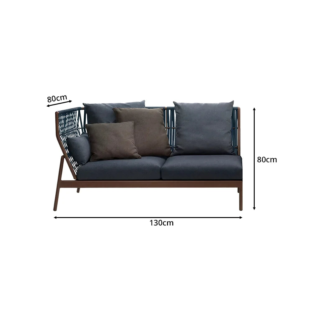 SOLARA Outdoor Left Corner Wicker Sofa with Cushioned Seats for Patio Garden Balcony Relaxing Space - Grey