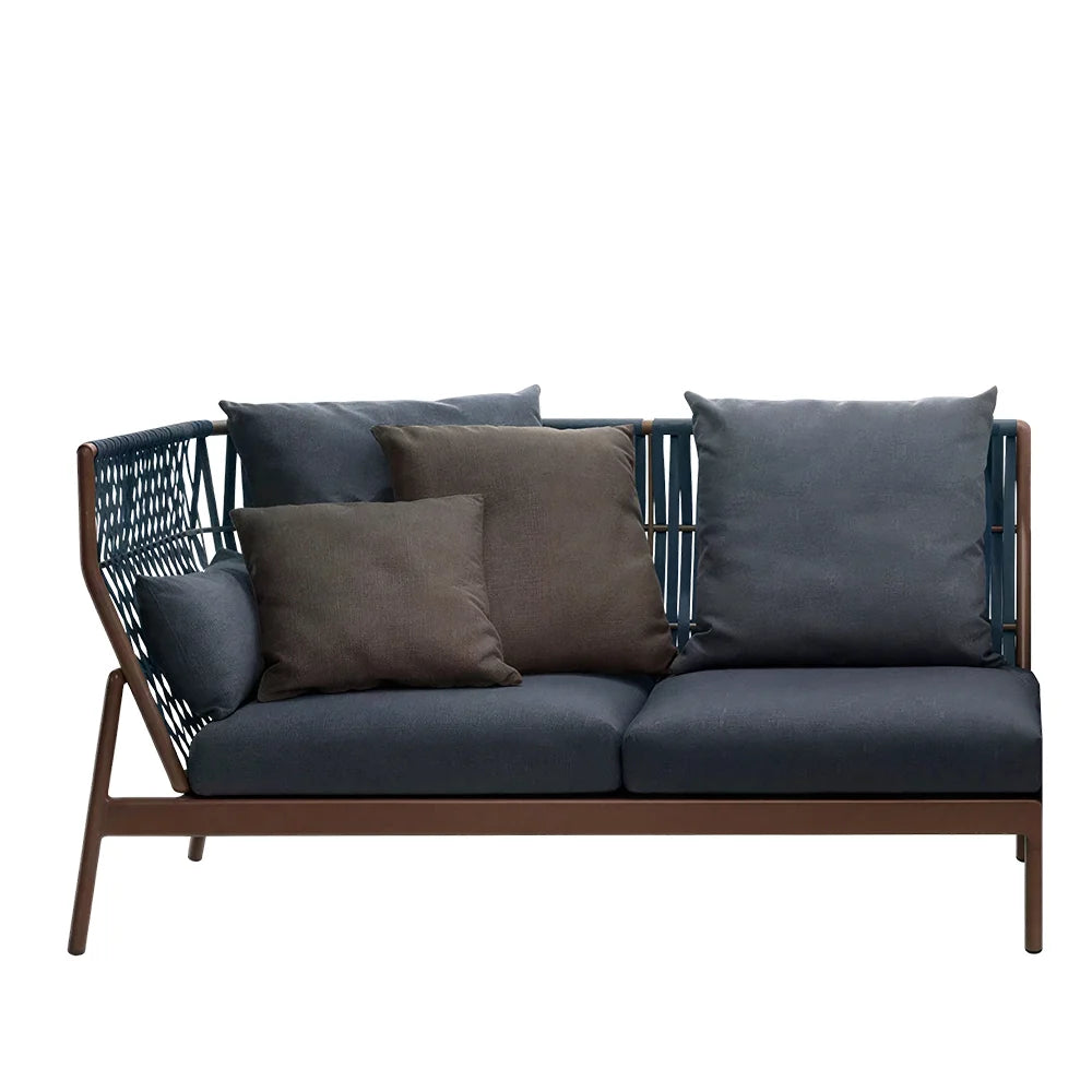 SOLARA Outdoor Left Corner Wicker Sofa with Cushioned Seats for Patio Garden Balcony Relaxing Space - Grey