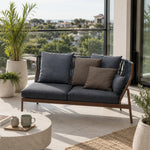 SOLARA Outdoor Right Corner Wicker Sofa with Cushioned Seats for Patio Garden Balcony Relaxing Space - Grey