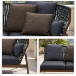SOLARA Outdoor Right Corner Wicker Sofa with Cushioned Seats for Patio Garden Balcony Relaxing Space - Grey