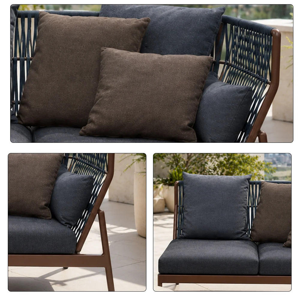 SOLARA Outdoor Right Corner Wicker Sofa with Cushioned Seats for Patio Garden Balcony Relaxing Space - Grey