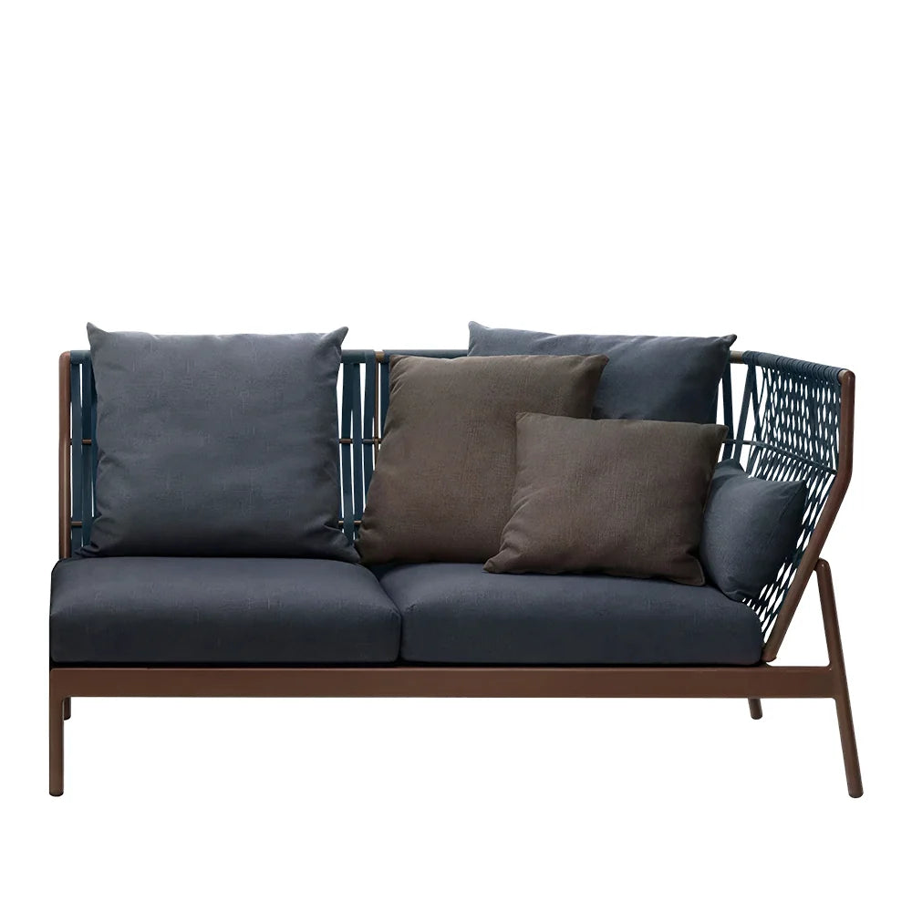 SOLARA Outdoor Right Corner Wicker Sofa with Cushioned Seats for Patio Garden Balcony Relaxing Space - Grey