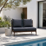 SOLARA Outdoor Modular Wicker Sofa Middle Seat with Cushioned Backrest for Patio Garden Balcony Relaxing Space - Grey