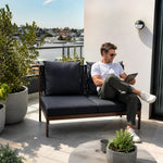 SOLARA Outdoor Modular Wicker Sofa Middle Seat with Cushioned Backrest for Patio Garden Balcony Relaxing Space - Grey