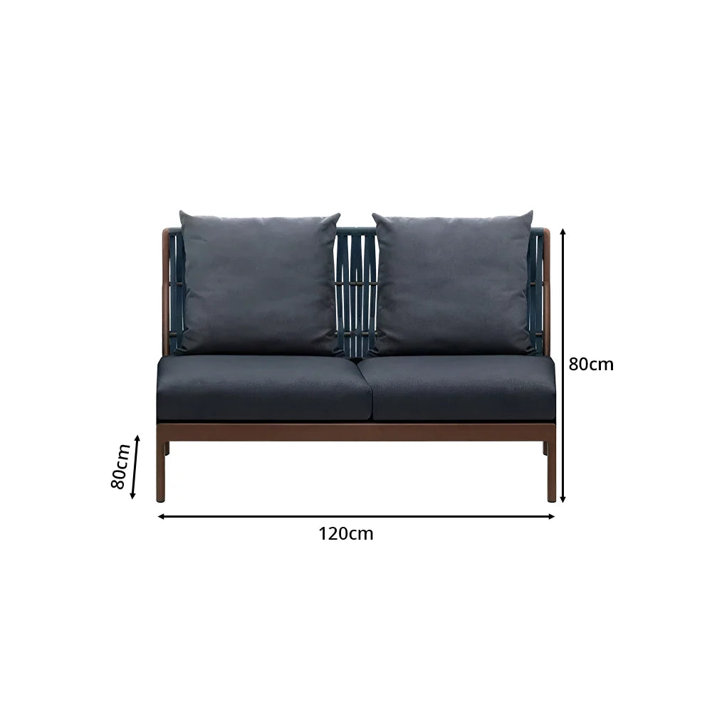 SOLARA Outdoor Modular Wicker Sofa Middle Seat with Cushioned Backrest for Patio Garden Balcony Relaxing Space - Grey