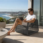SOLARA Outdoor Lounge Chair with Full Aluminium Frame for Patio Garden Balcony Hotel Relaxing Space - Grey