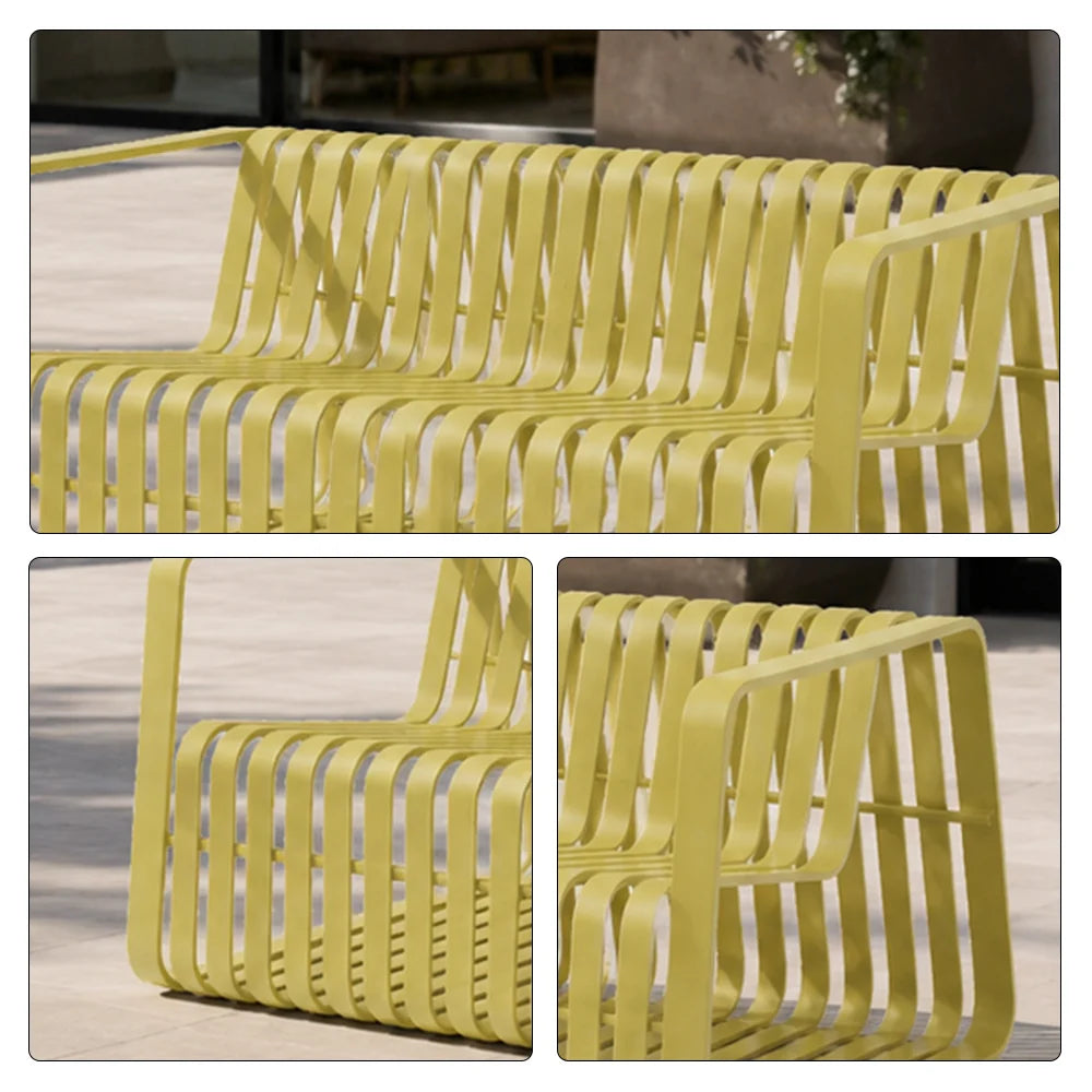 SOLARA Outdoor 2-Seater Sofa with Full Aluminium Frame for Patio Garden Balcony Hotel Relaxing Space - Lemon Yellow