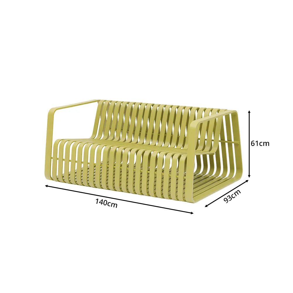 SOLARA Outdoor 2-Seater Sofa with Full Aluminium Frame for Patio Garden Balcony Hotel Relaxing Space - Lemon Yellow