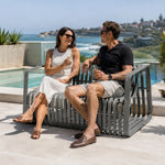 SOLARA Outdoor 2-Seater Sofa with Full Aluminium Frame for Patio Garden Balcony Hotel Relaxing Space - Grey