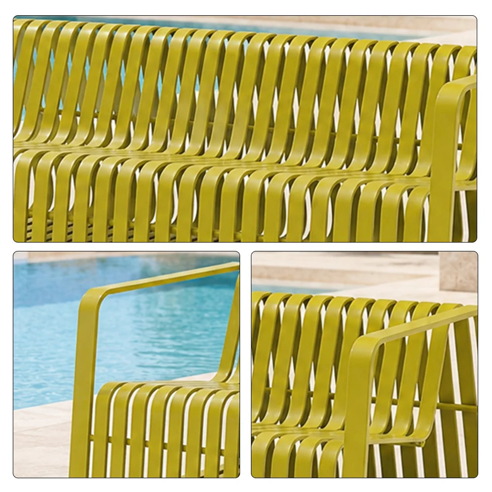 SOLARA Outdoor 3-Seater Sofa with Full Aluminium Frame for Patio Garden Balcony Hotel Relaxing Space - Lemon Yellow