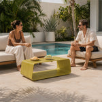 SOLARA Outdoor Coffee Table with Full Aluminium Frame Modern Patio Garden Balcony Furniture 110cm - Lemon Yellow