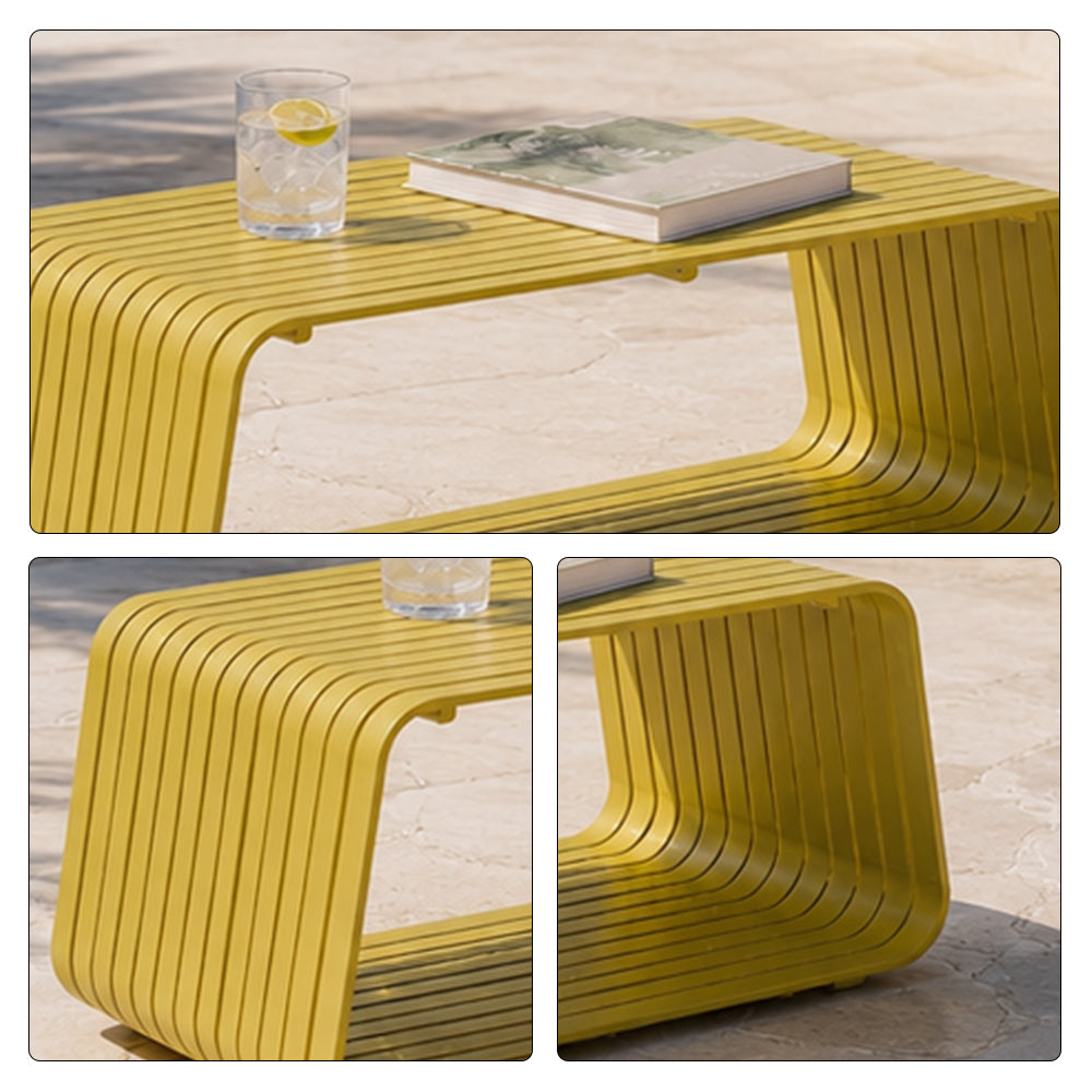 SOLARA Outdoor Coffee Table with Full Aluminium Frame Modern Patio Garden Balcony Furniture 110cm - Lemon Yellow