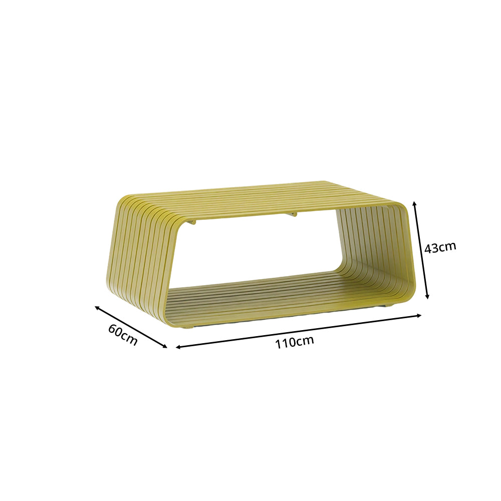 SOLARA Outdoor Coffee Table with Full Aluminium Frame Modern Patio Garden Balcony Furniture 110cm - Lemon Yellow