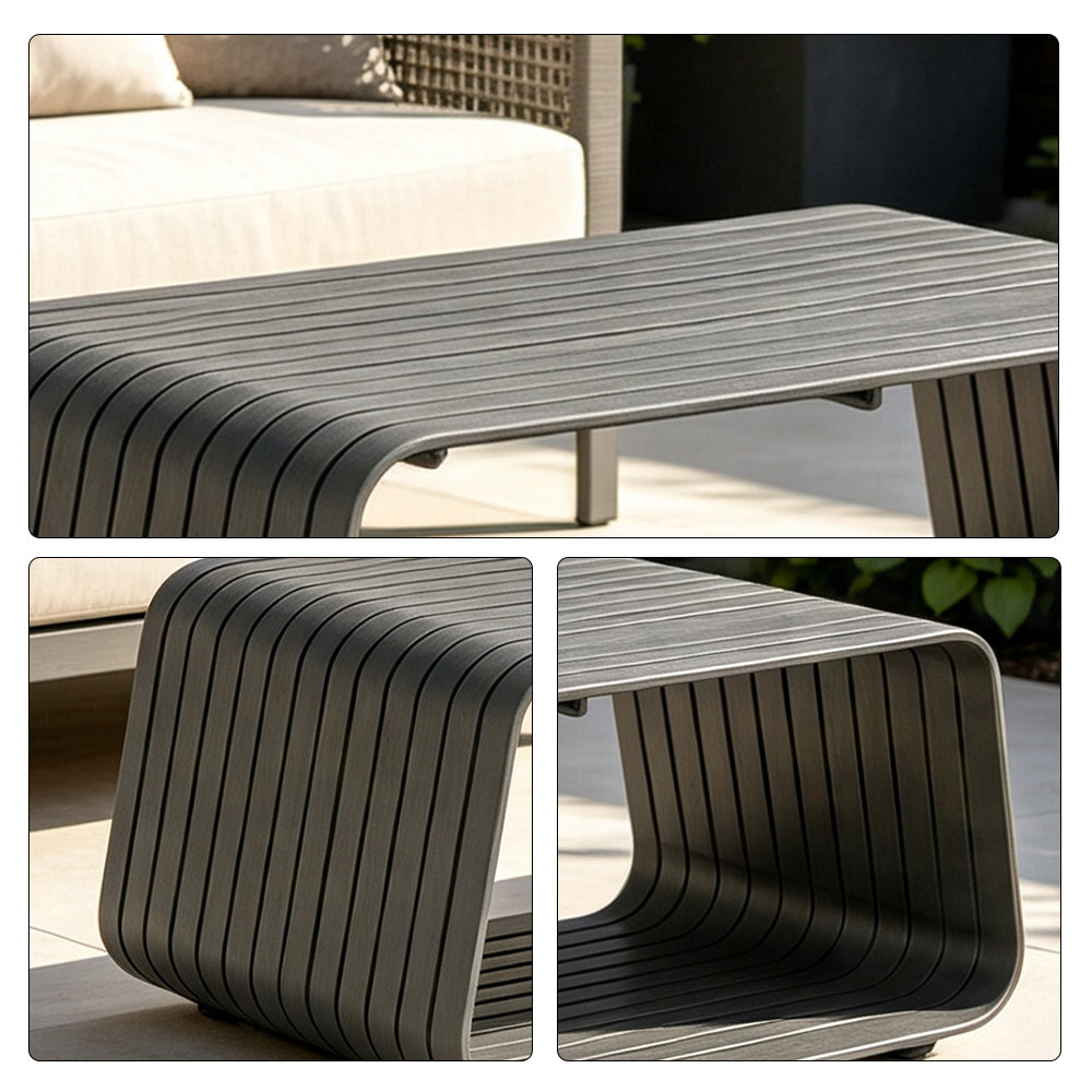 SOLARA Outdoor Coffee Table with Full Aluminium Frame Modern Patio Garden Balcony Furniture 110cm - Grey