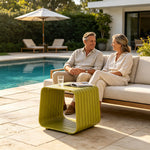 SOLARA Outdoor Side Table with Full Aluminium Frame Modern Patio Garden Balcony Furniture 46cm - Lemon Yellow