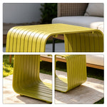 SOLARA Outdoor Side Table with Full Aluminium Frame Modern Patio Garden Balcony Furniture 46cm - Lemon Yellow