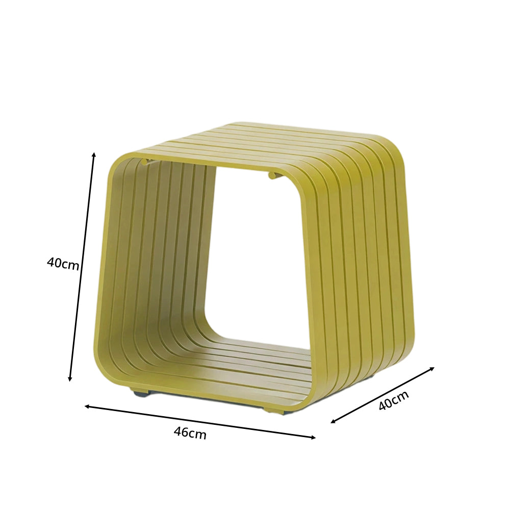 SOLARA Outdoor Side Table with Full Aluminium Frame Modern Patio Garden Balcony Furniture 46cm - Lemon Yellow
